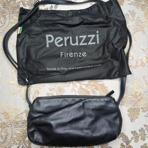 🖤 Peruzzi Black Leather Shoulder Bag | Handmade Italy | Soft Luxe
